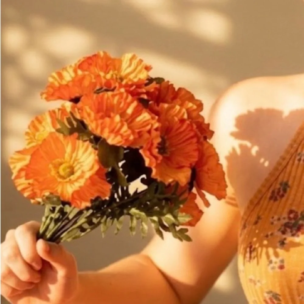 Orange Faux Poppy Floral Arrangement